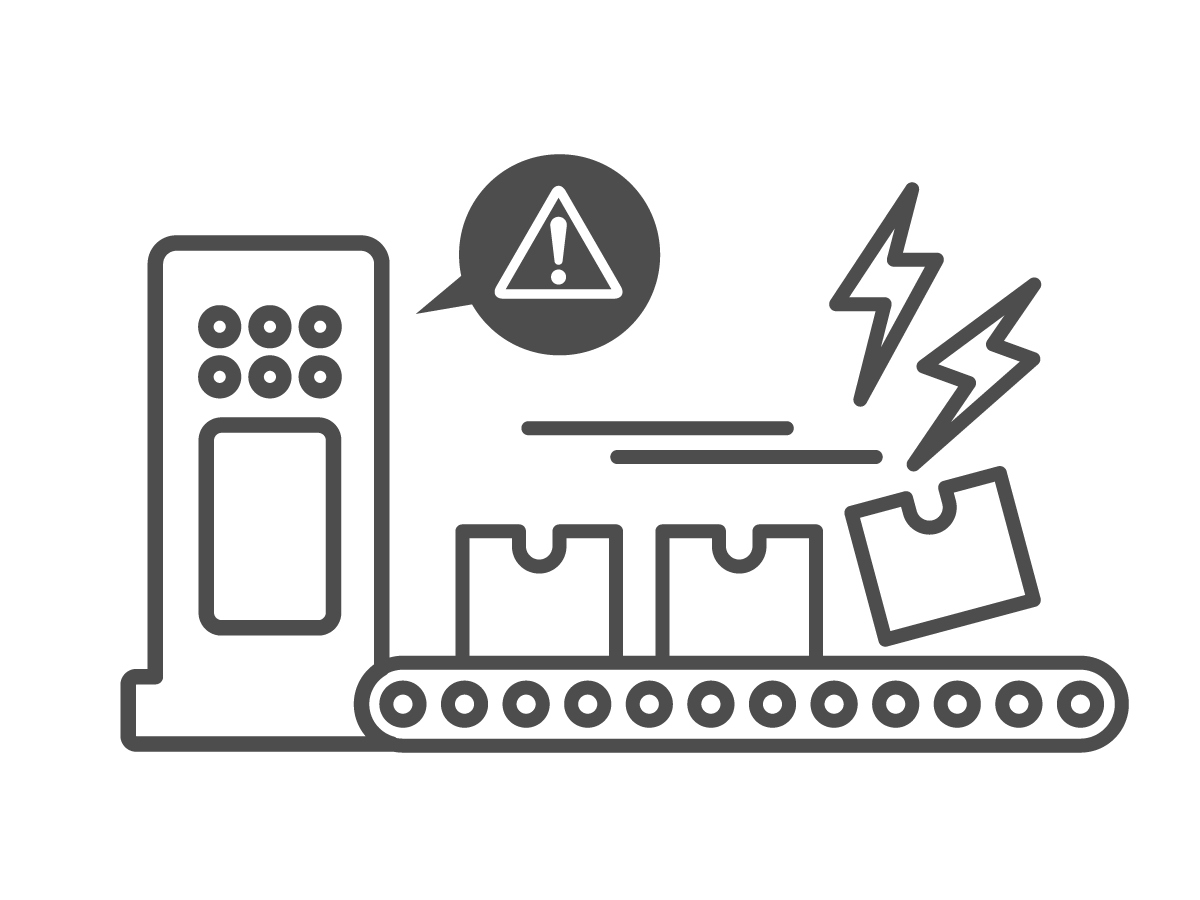 装置の突然の停止でライン止まっているイラスト
